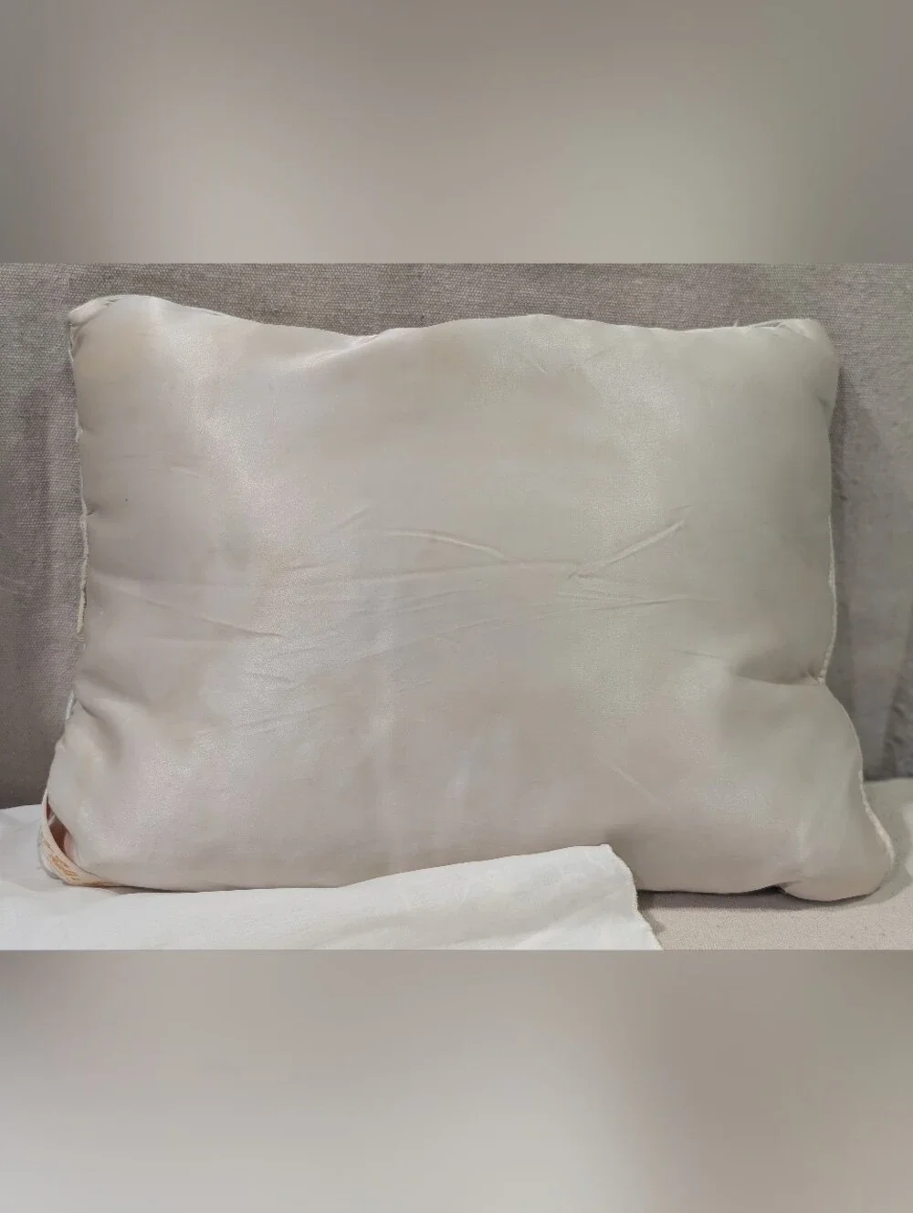 Vintage Marshall Fields child's feather pillow w/ white embroidered pillow case